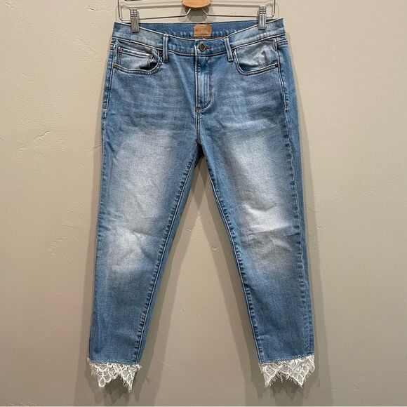 DRIFTWOOD Blue Ankle & Cropped Jeans with Lace Hem - Picture 1 of 8